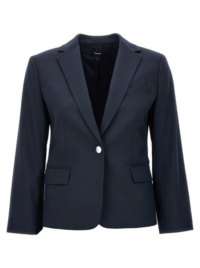 Theory Single-breasted Blazer In Blue