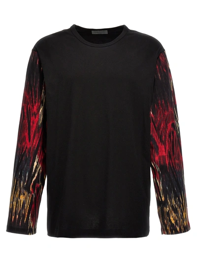 Yohji Yamamoto Contrast Sleeve T-shirt In Black