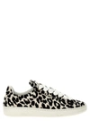 Lanvin Curb Lite Leopard-printed Sneakers In White/black