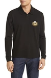 Hugo Boss X Nfl Patlong Long Sleeve Piqué Polo In Pittsburgh Steelers Black