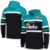 Mitchell & Ness Men's  Black, Teal Anaheim Ducks Head Coach Pullover Hoodie In Black