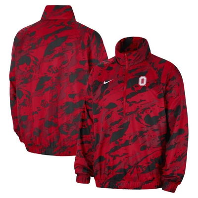 Nike Men's Scarlet Ohio State Buckeyes Anorak Half-zip Jacket In Red