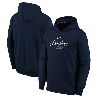 NIKE YOUTH NIKE NAVY NEW YORK YANKEES AUTHENTIC COLLECTION PERFORMANCE PULLOVER HOODIE