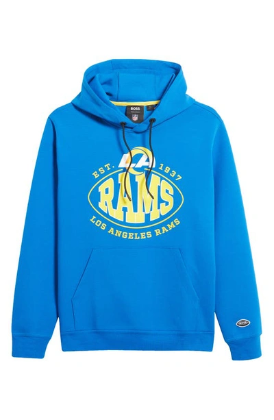Hugo Boss Men's Boss X Nfl Cotton-blend Hoodie With Collaborative Branding In Rams Bright Blue