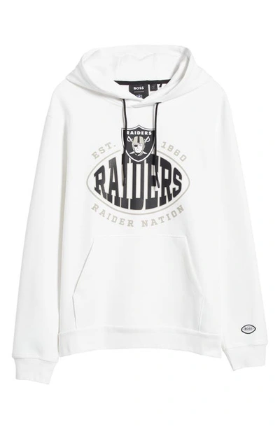 Hugo Boss Boss X Nfl Touchback Graphic Hoodie In Las Vegas Raiders White