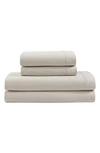 Calvin Klein Washed 200 Thread Count Percale Sheet Set In Beige/ Tan