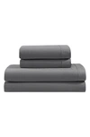 Calvin Klein Washed 200 Thread Count Percale Sheet Set In Dark Grey