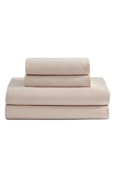 Calvin Klein Pearl Edge 300 Thread Count Sateen Sheet Set In Beige/tan