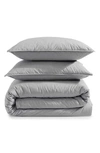 Calvin Klein Washed Percale Duvet & Shams Set In Grey