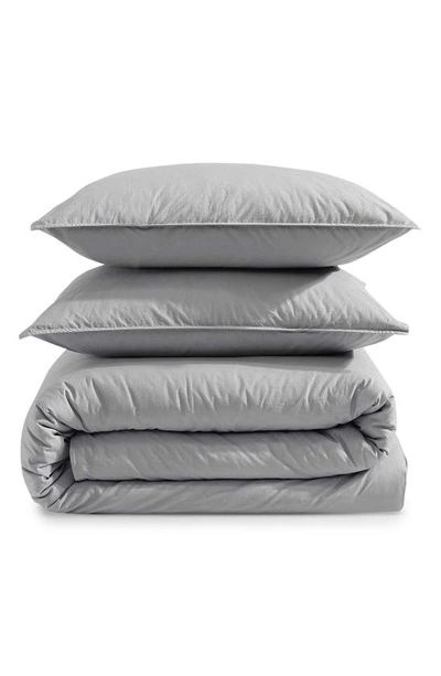 Calvin Klein Washed Percale Duvet & Shams Set In Grey