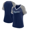 FANATICS FANATICS BRANDED NAVY NEW YORK YANKEES GLITZ & GLAM LEAGUE DIVA RAGLAN V-NECK T-SHIRT