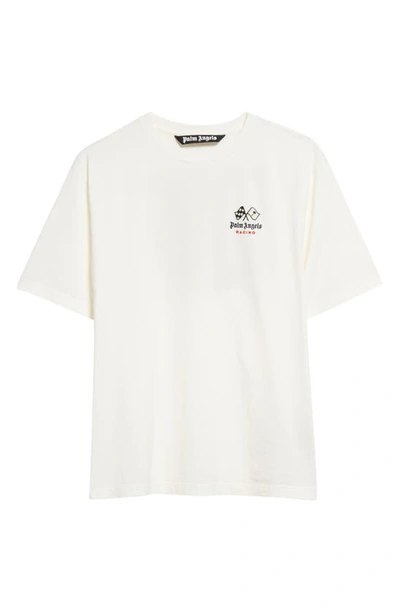 Palm Angels Racing Graphic-print Cotton T-shirt In Offwhite Black