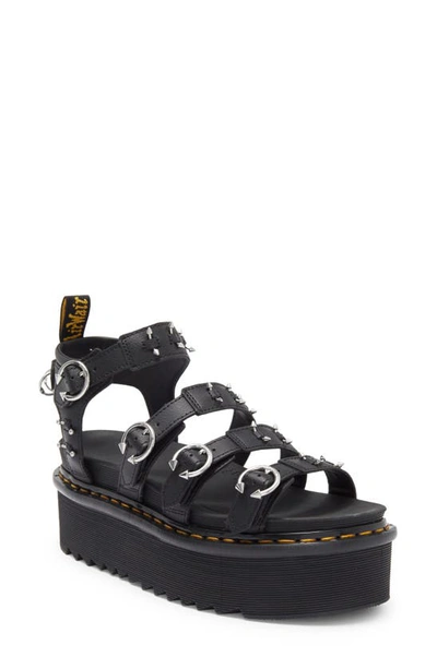 Dr. Martens' Blaire Piercing Leather Platform Sandals In Black