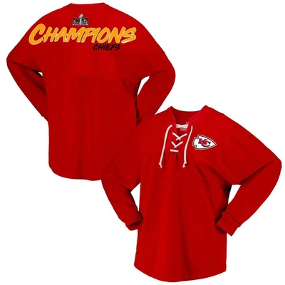 Fanatics Branded  Red Kansas City Chiefs Super Bowl Lviii Champions Lace-up Long Sleeve Jersey T-shi