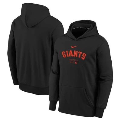 NIKE YOUTH NIKE BLACK SAN FRANCISCO GIANTS AUTHENTIC COLLECTION PERFORMANCE PULLOVER HOODIE