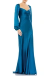 Mac Duggal Women's Ieena Sweetheart Neckline Puff Sleeve Gown In Ocean Blue