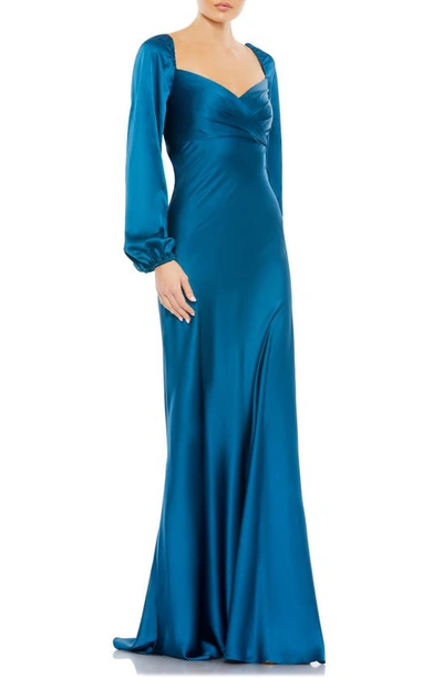 Mac Duggal Women's Ieena Sweetheart Neckline Puff Sleeve Gown In Ocean Blue