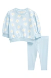 Tucker + Tate Kids' Relaxed Fit Crewneck Sweatshirt & Leggings Set In Blue Falls Donna Daisy