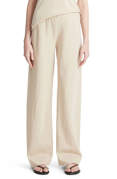 Vince Brushed Flannel Wide Leg Pants In White Oak