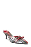 Jeffrey Campbell Gratis Pointed Toe Mule In Red White Plaid Silver
