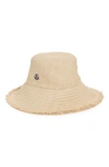 Moncler Logo-patch Woven Bucket Hat In Beige Sand