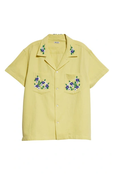 Bode Mens Beaded Chicory Short-sleeve Shirt In Yellow