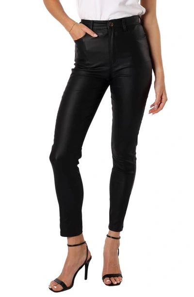 Petal And Pup Sammie High Waist Faux Leather Pants In Black