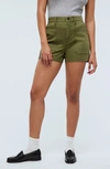 Madewell Perfect Military Twill Shorts In Desert Olive