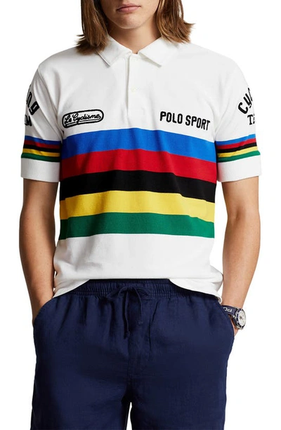 Polo Ralph Lauren Men's Striped Sport Polo Shirt In White Multi