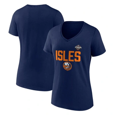 Fanatics Branded  Navy New York Islanders 2024 Nhl Stadium Series Logo V-neck T-shirt