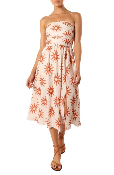 Petal And Pup Ryder Strapless Midi Dress In Soleil