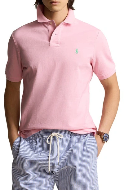 Polo Ralph Lauren Logo-embroidered Piqué Cotton Polo Shirt In Pink