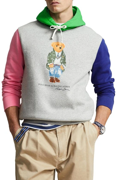 Polo Ralph Lauren Men's Bear Colourblocked Hoodie In Andover Heather