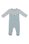 Maniere Snap Pocket Cotton Blend Footie In Powder Blue