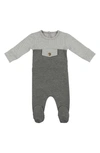 Maniere Snap Pocket Cotton Blend Footie In Heather Grey