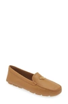 Prada Triangle Logo Driving Loafer In Natural