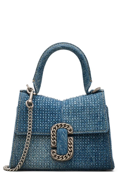 MARC JACOBS THE CRYSTAL DENIM ST. MARC MINI TOP HANDLE BAG