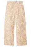 Burberry Rose-print High Waist Cotton Pants In Cameo Ip Pattern