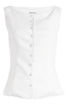 Reformation Amela Linen Button-up Top In White