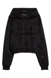 DOLCE & GABBANA EYELET LOGO COTTON BLEND HOODIE