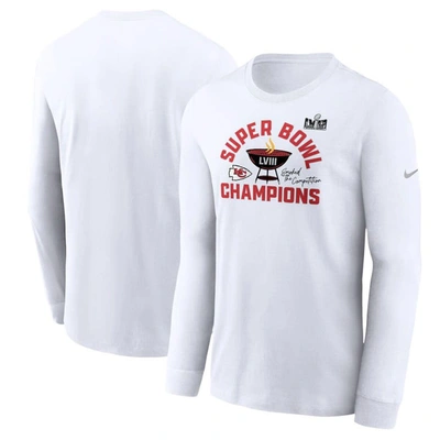 Nike Kansas City Chiefs Super Bowl Lviii Champions Local  Men's Nfl Long-sleeve T-shirt In White