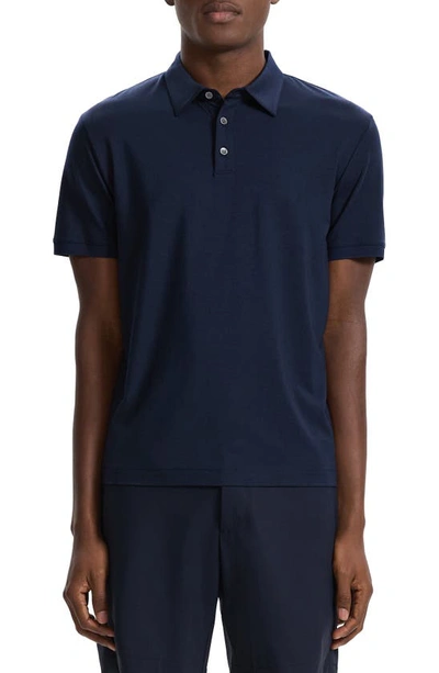 Theory Delroy Stretch Double Pique Jersey Polo Shirt In Baltic