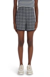 Moncler Tweed Long Shorts In Blue