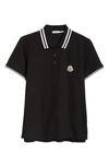 Moncler Logo-patch Cotton Polo Shirt In Black