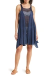 Elan Crochet Inset Cover-up Dress In Navy