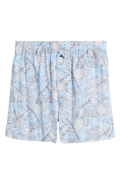 Tommy Bahama Cotton Pyjama Boxers In Blue Print