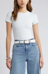 Open Edit Smooth Edit Short Sleeve Top In Blue Illusion