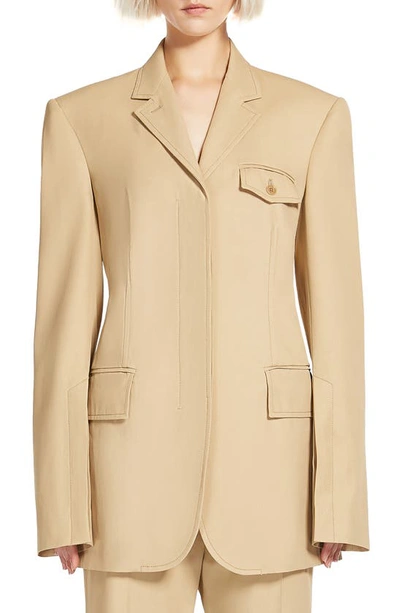 Sportmax Enrico Cotton Blend Twill Blazer In Camel