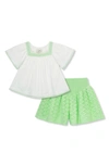 PEEK AREN'T YOU CURIOUS KIDS' EMBROIDERED GAUZE LACE TOP & SHORTS SET