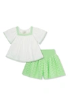 Peek Aren't You Curious Kids' Embroidered Gauze Lace Top & Shorts Set In Off-white